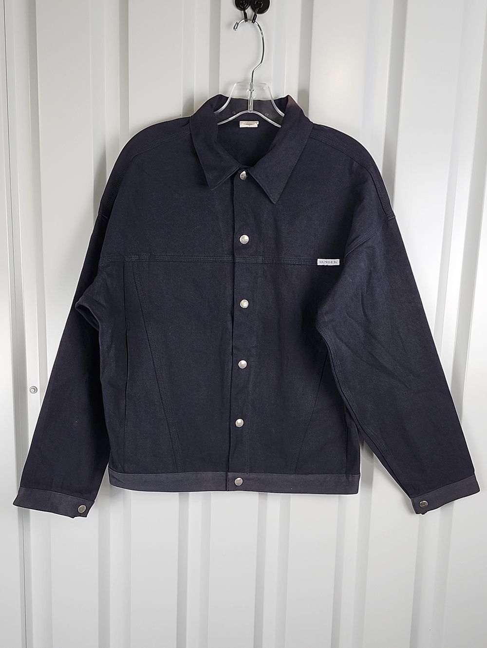 Sundek Men's Vintage Jacket Black Snap Front Canvas Medium Deadstock Trucker